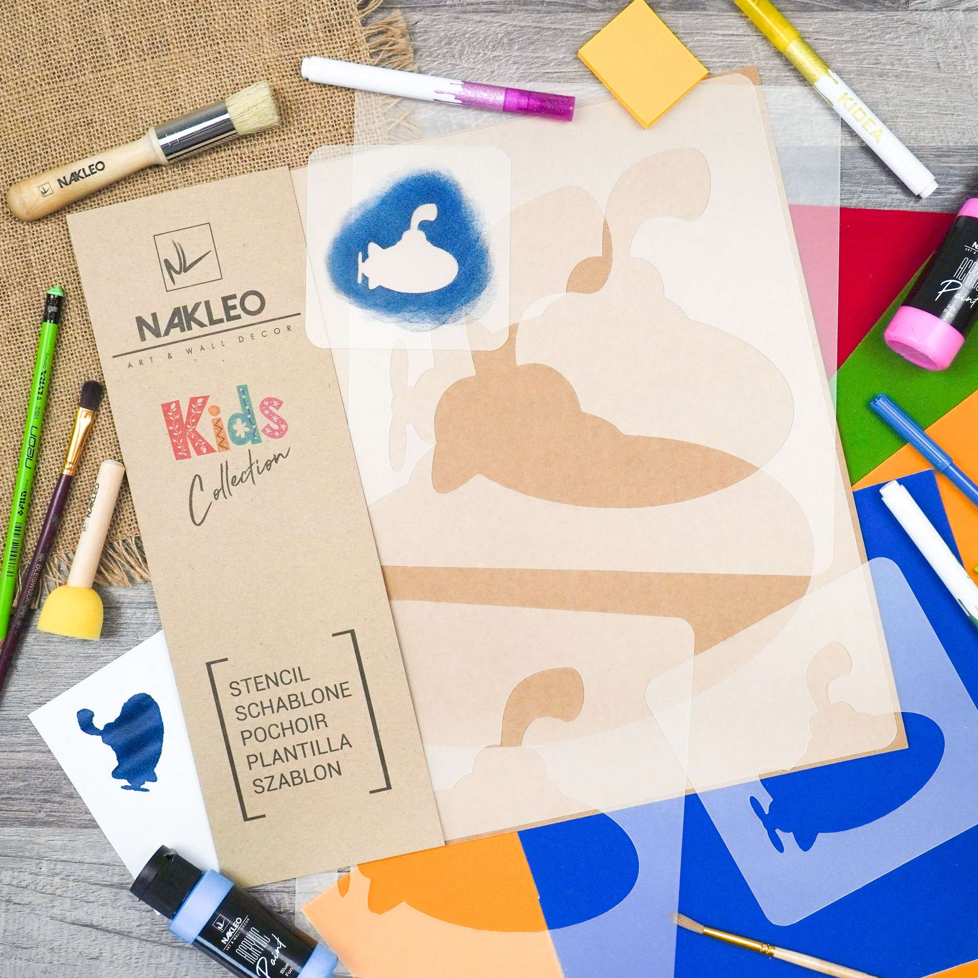 KIDS Stencil di plastica riutilizzabili (5 pezzi) // SOTTOMARINO KIDS Stencil di plastica riutilizzabili (5 pezzi) // SOTTOMARINO
